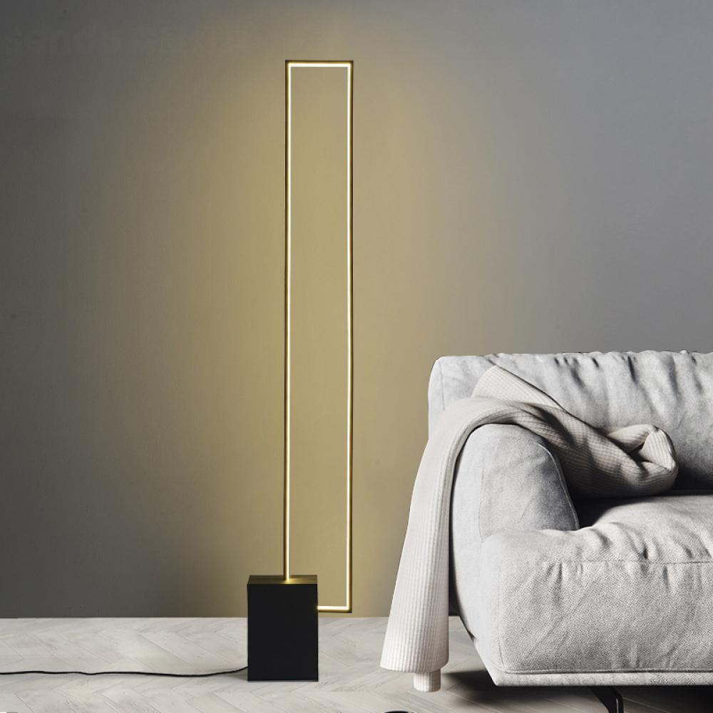 Square Floor Lamp, 48" Aluminium +PMMA, Color Temp, 3500K, voltage :110-265V, Dimmable