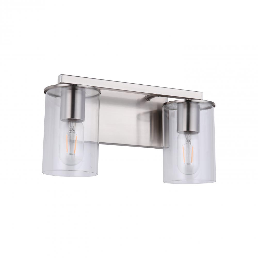 2X E26 60 W vanity Light in Satin Nickel finish with replaceable socket rings