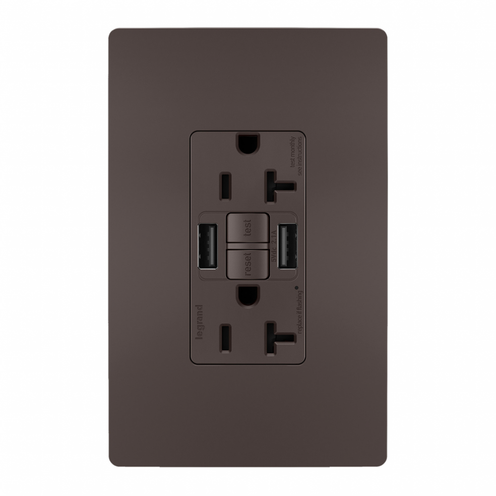 radiant Tamper-Resistant 20A Duplex Self-Test GFCI Receptacles wt SafeLock Protection, Type A/A
