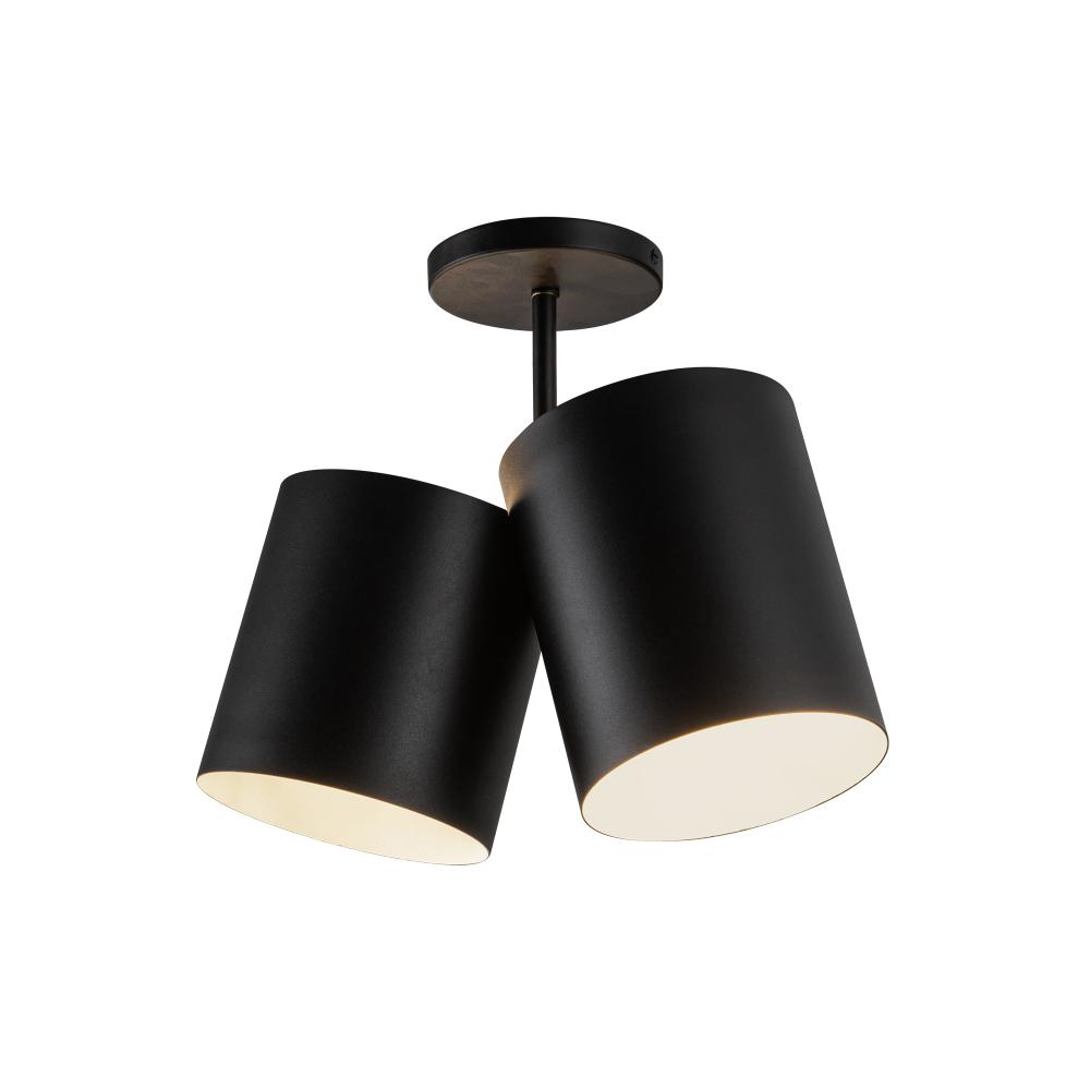 Keiko 14-in Black 2 Lights Semi-Flush