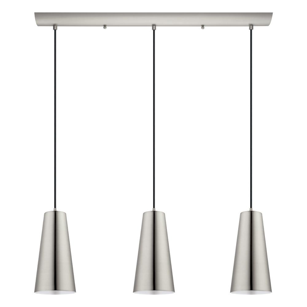 3 LT Linear Pendant w/ Matte Nickel Finish & Matte Nickel Cone Shaped Metal Shades