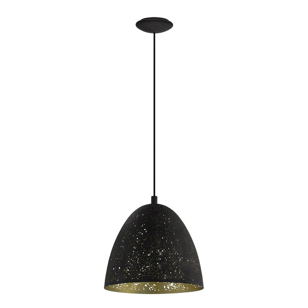 1 LT Mini Pendant w/ Matte Black Finish & Matte Black w/ Gold Interior Metal Shade