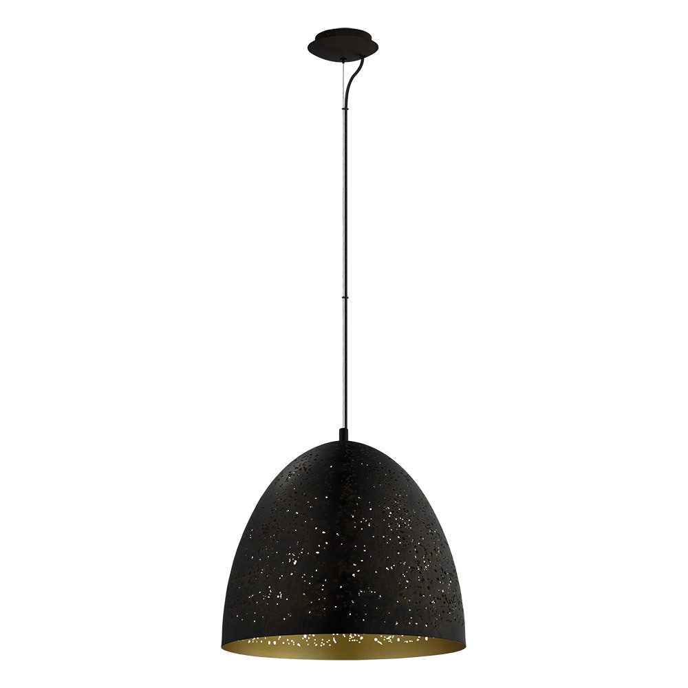 1 LT Pendant w/ Matte Black Finish & Matte Black w/ Gold Interior Metal Shade