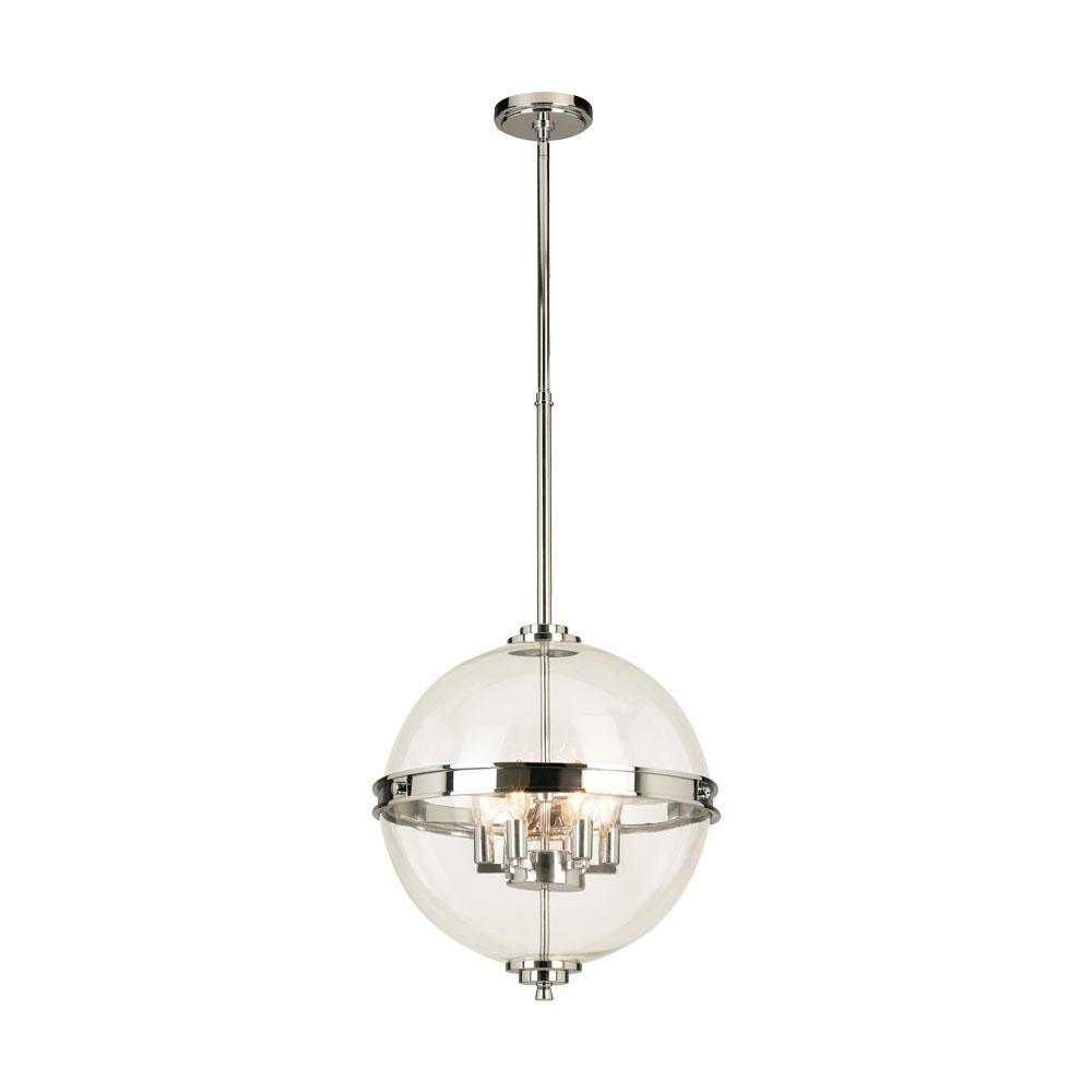6 LT Pendant w/ Chrome Finish & Clear Sphere Shaped Glass Shade