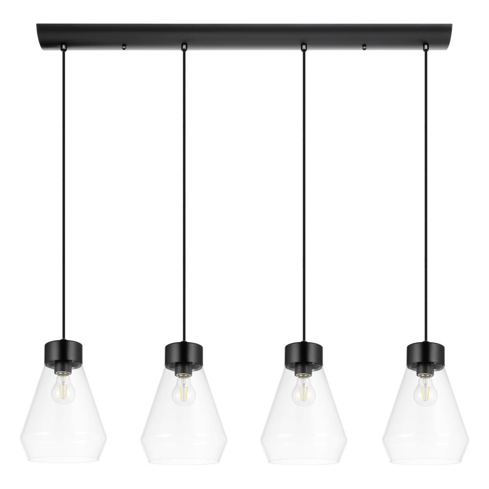 4 LT Linear Penadant w/ Matte Black Finish & Clear Glass Shades