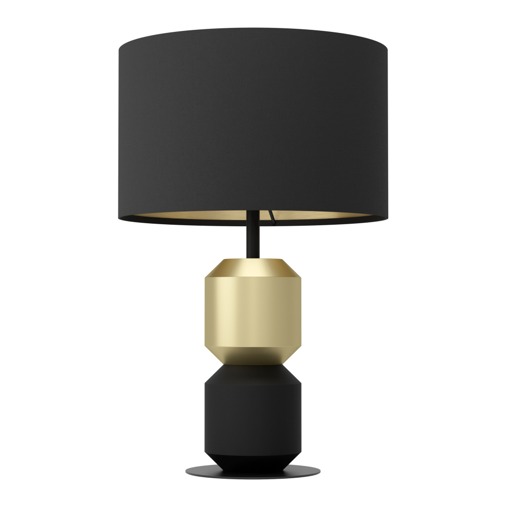 1 LT Table Lamp w/ Black & Brushed Brass Base & Black w/ Brushed Brass Colored Interior Fabric Shade