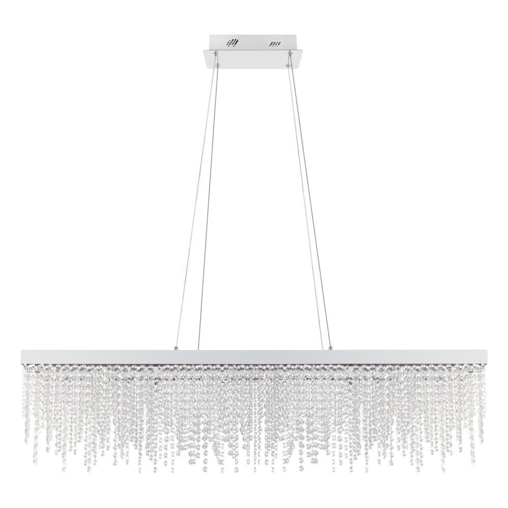 LED Pendant w/ Chrome Finish & Clear Crystal Strands