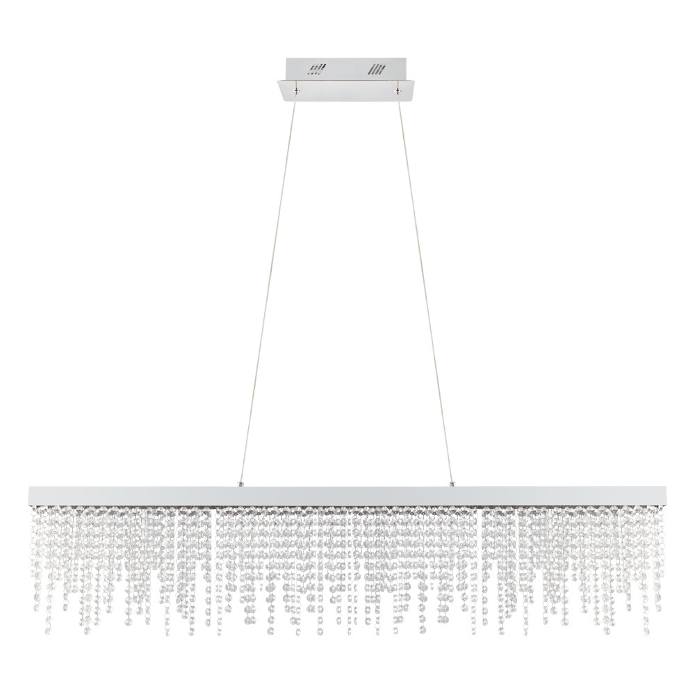 LED Pendant w/ Chrome Finish & Clear Crystal Strands