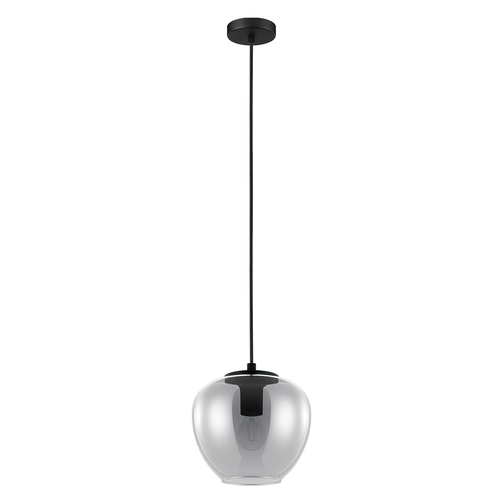 1 LT Mini Pendant w/ Black Finish & Chrome Smoked Glass Shade