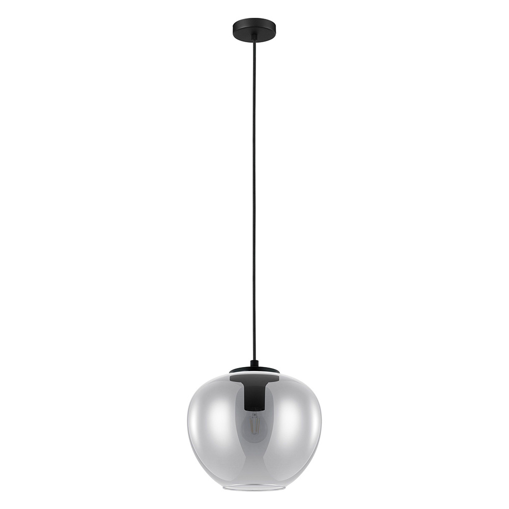 1 LT Pendant w/ Black Finish & Chrome Smoked Glass Shade