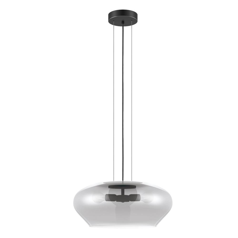3 LT Pendant w/ Black Finish & Chrome Smoked Glass Shade