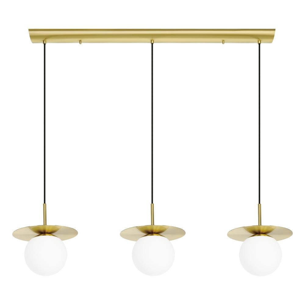 3 LT Linear Pendant w/ Brushed Brass Finish & White Opal Glass Shades