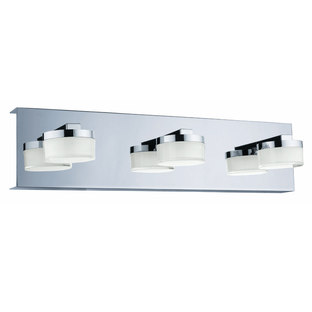 3 LT LED Bath/Vanity Light w/ Chrome Finish & Clear & Satin Acrylic Shades