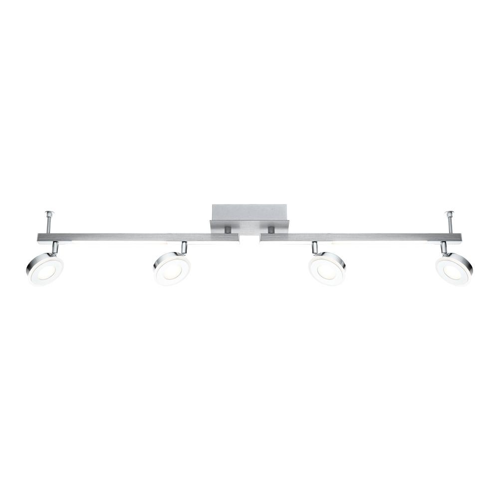 4LT LED Fixed Track Light w/ Burshed Aluminum & Chrome Finish w/ Satin Acrylic Diffusers