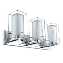 Eglo Canada 201641A - 3 LT Bath/Vanity Light w/ Chrome Finish & Clear & White Glass Shades