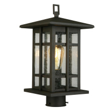 Eglo Canada 202889A - 1 LT Outdoor Post Light w/ Matte Bronze Finish & Clear Seeded Glass Shade
