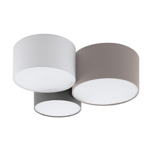 Eglo Canada 203213A - 3 LT Ceiling Light w/ Taupe, White, & Grey Shades
