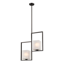Eglo Canada 203538A - 2 LT Pendant w/ Oil Rubbed Bronze Finish & Opal Glass Shades