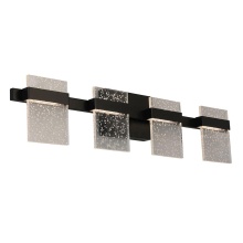 Eglo Canada 204488A - 4 LT Integrated LED LED Bath/Vanity Light w/ Black Finish & Clear Seedy Acrylic Shade