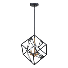 Eglo Canada 204587A - 3 LT Geometric Open Frame Pendant w/ Black Finish w/ Gold & Clear Glass Accents
