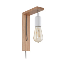 Eglo Canada 204966A - 1 LT Wall Light w/ Natural Wood Finish & White Accents