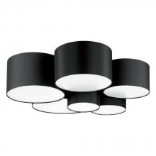 Eglo Canada 205187A - 6 LT Ceiling Light w/ Black Finish & Black w/ White Interior Shades
