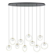 Eglo Canada 206114A - 10 LT Integrated LED Linear Pendant w/ Black & Shiny Brass Finish & White Shades