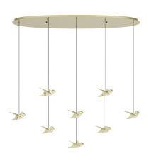 Eglo Canada 390397A - 8 LT LED Oval Pendant w/ Brass Finish & Gold Bird Shaped Shades w/ Acrylic Diffusers
