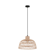 Eglo Canada 43285A - 1 LT Pendant w/ Black Finish & Natural Wood Shade