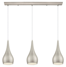Eglo Canada 92077A - 3 LT Linear Pendant w/ Matte Nickel Finish & Matte Nickel w/ White Interior Metal Shade